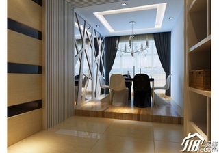 简约风格二居室简洁富裕型100平米餐厅餐厅背景墙窗帘图片