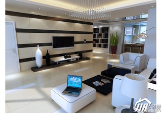 简约风格二居室简洁富裕型100平米客厅电视背景墙沙发效果图
