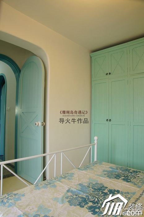 导火牛,地中海风格,富裕型装修,复式装修,卧室,床,灯具,衣柜,床头柜,舒适