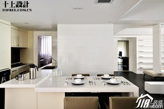 十上简约风格白色富裕型130平米餐厅吧台餐桌图片