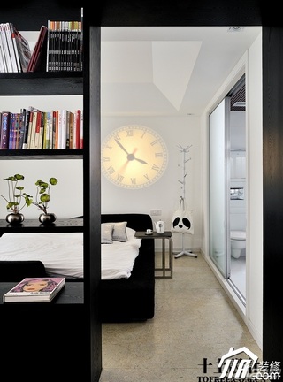 十上简约风格黑白富裕型130平米卧室卧室背景墙床图片