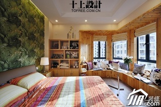 十上宜家风格公寓原木色富裕型卧室床图片