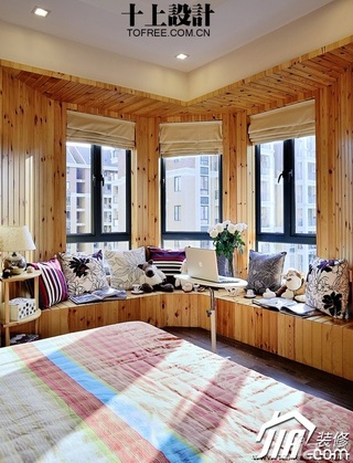 十上宜家风格公寓原木色富裕型床效果图