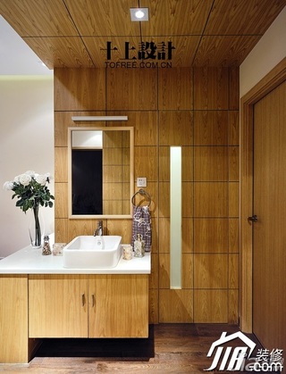 十上宜家风格公寓原木色富裕型洗手台效果图