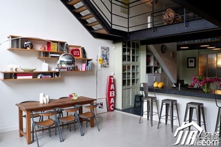 loft风格复式富裕型厨房吧台吧台椅图片