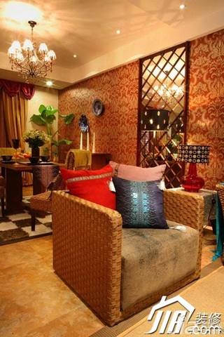 东南亚风格公寓经济型单人沙发效果图
