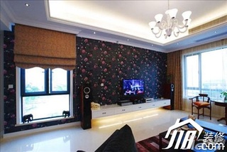 欧式风格别墅豪华型客厅电视背景墙电视柜效果图