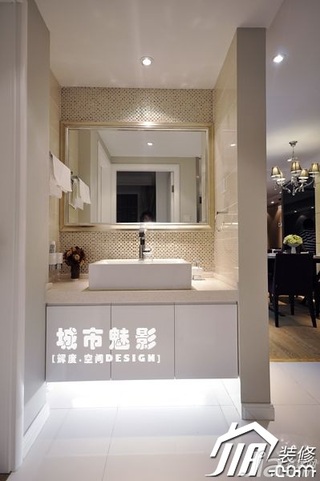 公寓简洁富裕型背景墙洗手台效果图