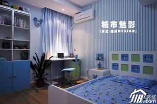 公寓可爱蓝色富裕型儿童房床图片