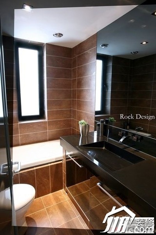 简约风格公寓简洁黑色富裕型90平米卫生间洗手台图片