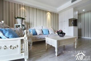 田园风格条纹富裕型客厅沙发背景墙茶几图片