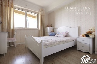 田园风格白色富裕型儿童房背景墙床图片