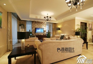 欧式风格公寓简洁豪华型客厅电视背景墙沙发图片