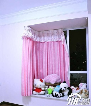 田园风格公寓粉色富裕型飘窗窗帘图片