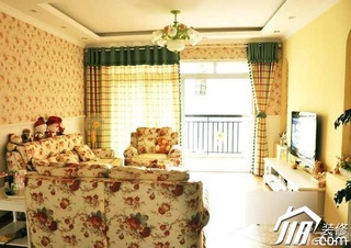 田园风格公寓浪漫富裕型客厅电视背景墙沙发图片