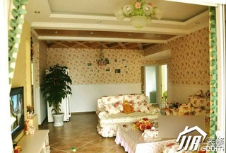 田园风格公寓浪漫富裕型客厅电视背景墙沙发图片