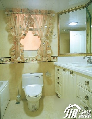 田园风格三居室简洁白色5-10万90平米卫生间背景墙洗手台效果图