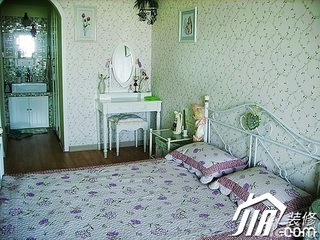 田园风格小户型温馨经济型70平米卧室卧室背景墙床图片