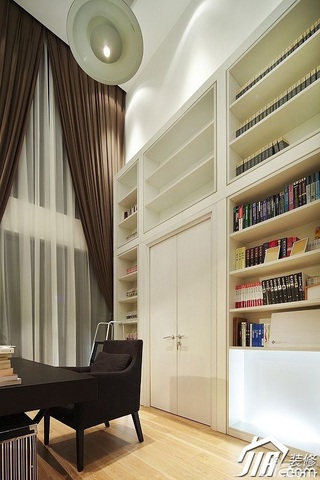 宜家风格公寓白色富裕型书房书架效果图