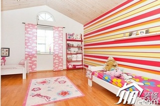 公寓可爱经济型90平米儿童房卧室背景墙床图片