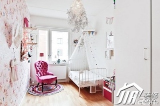 公寓简洁白色经济型90平米卧室卧室背景墙床图片