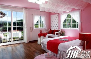 混搭风格公寓可爱红色经济型90平米卧室卧室背景墙床效果图