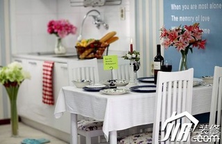 混搭风格公寓简洁白色经济型90平米餐厅餐桌图片