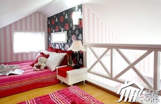 混搭风格公寓可爱经济型90平米卧室卧室背景墙床效果图