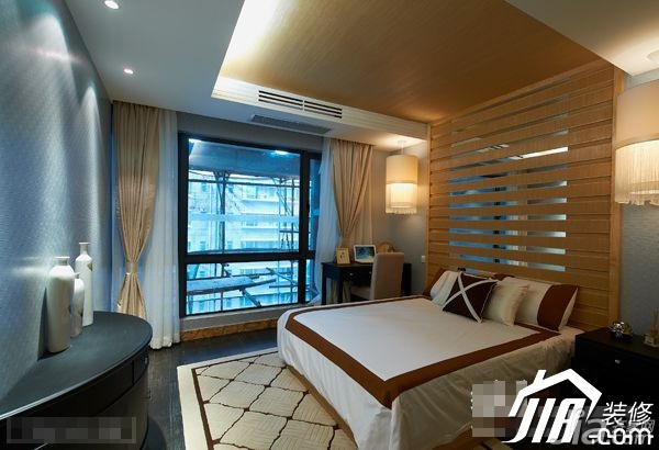 东南亚风格,富裕型装修,90平米装修,公寓装修,厨房,简洁,床,窗帘,灯具,书桌
