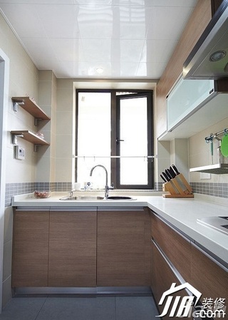 混搭风格公寓简洁原木色5-10万厨房装修效果图