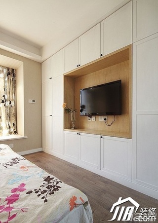 混搭风格公寓简洁5-10万卧室电视背景墙床效果图