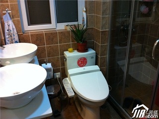 宜家风格二居室60平米卫生间洗手台婚房平面图