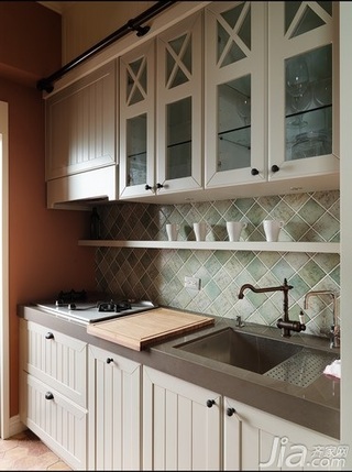 田园风格小户型白色富裕型60平米厨房橱柜安装图
