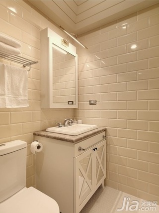 田园风格小户型简洁富裕型60平米卫生间背景墙洗手台图片