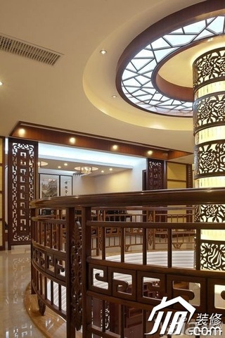 中式风格别墅豪华型楼梯装修图片