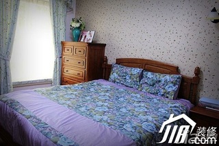 田园风格小户型原木色富裕型80平米卧室床效果图