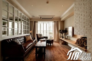 田园风格公寓古典富裕型80平米客厅电视背景墙沙发图片