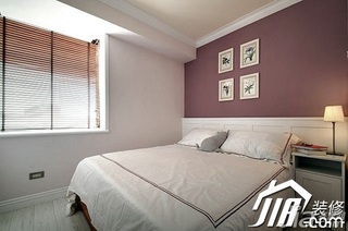 田园风格公寓简洁白色富裕型80平米卧室卧室背景墙床效果图