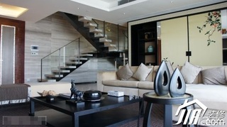 混搭风格复式富裕型110平米客厅楼梯沙发图片