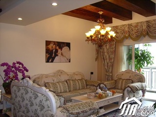 田园风格浪漫豪华型客厅沙发背景墙沙发效果图