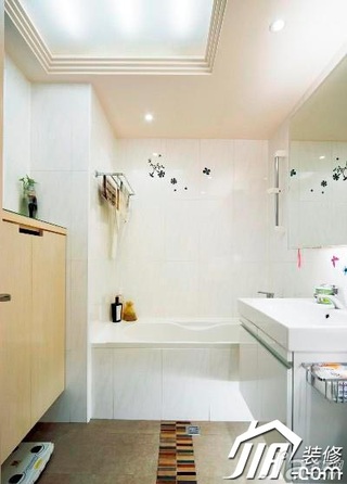 田园风格三居室简洁白色富裕型卫生间洗手台效果图