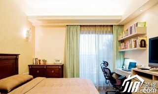 田园风格三居室简洁富裕型卧室床图片