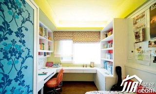 田园风格三居室简洁富裕型书房窗帘图片