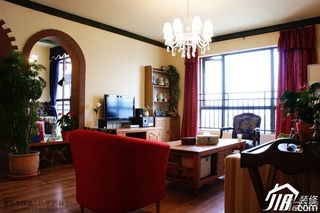 导火牛美式乡村风格复式140平米以上客厅电视背景墙茶几图片
