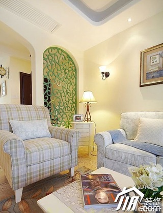 田园风格公寓温馨经济型客厅沙发背景墙沙发效果图