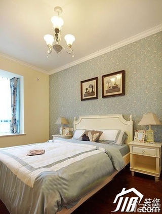 田园风格公寓简洁经济型卧室卧室背景墙床效果图
