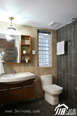 中式风格公寓简洁富裕型卫生间背景墙灯具效果图