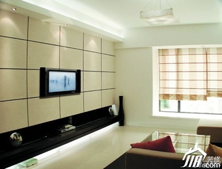 简约风格公寓大气富裕型90平米客厅电视背景墙窗帘图片
