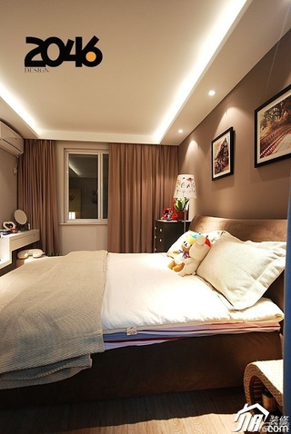 简约风格小户型简洁咖啡色60平米卧室卧室背景墙床图片
