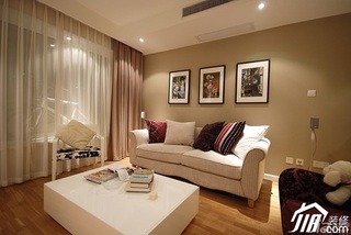 简约风格公寓温馨米色富裕型客厅沙发背景墙沙发效果图